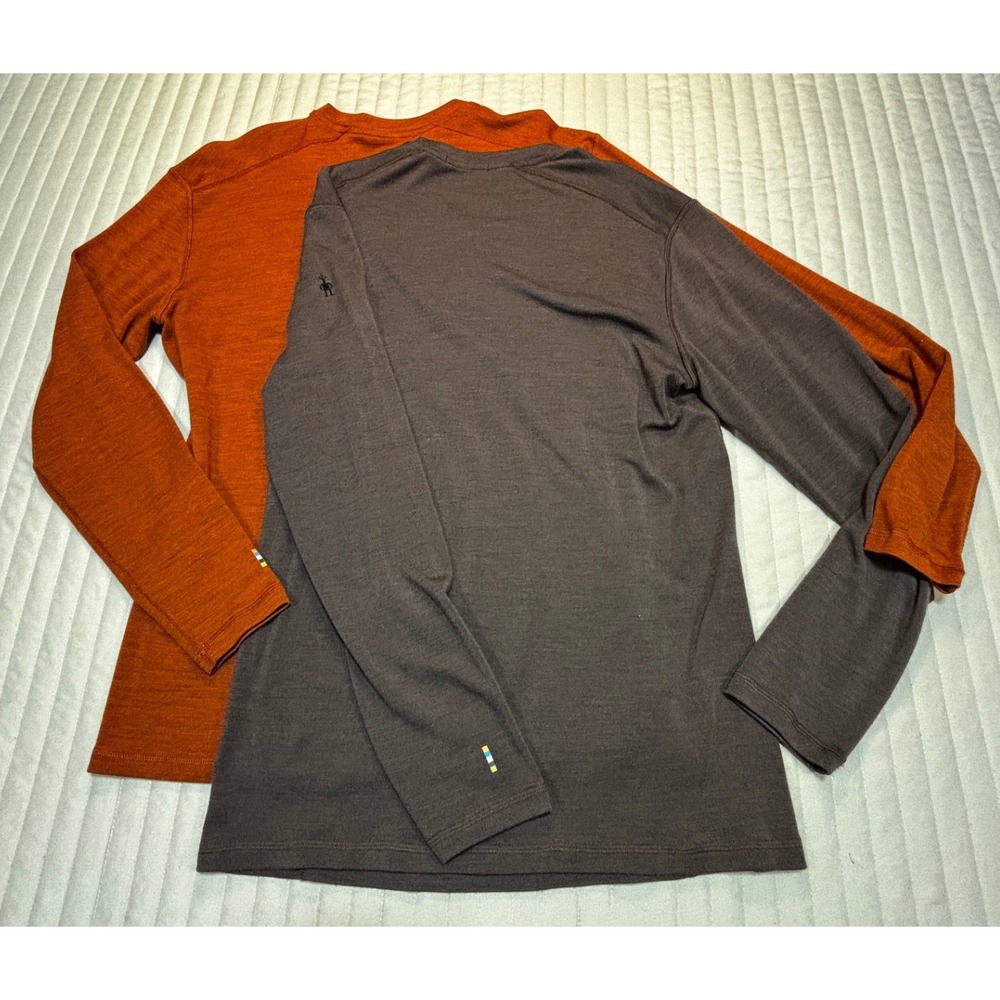 Smartwool Merino 250 Mens Large Long Sleeve Base Layer Tops Rust/Brown Lot of 2 - Picture 5 of 10